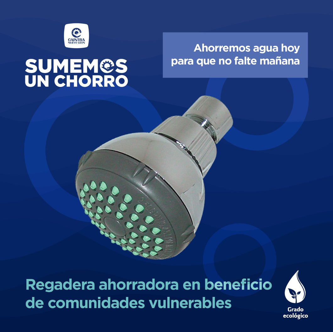 Regadera ahorradora anti-sarro en beneficio de comunidades vulnerables de NL